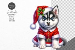 Christmas clipart, Siberian Husky, Dog clipart Product Image 1