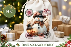 Cartoon Christmas Snowman Santa Sack Template Product Image 1