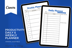 Productivity Weekly &amp; Daily Planner Template Editable Canva Product Image 1