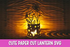 Wild Flowers Lantern SVG I Floral paper cut SVG Product Image 1