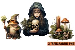 Watercolor Woodland Witch Halloween sublimation , PNG Product Image 1