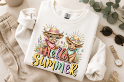 Hello Summer PNG Highland Cow Clipart Cute Calf Sublimation Product Image 9