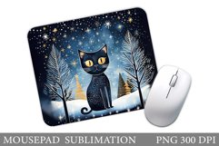 Winter Cat Mouse Pad. Cute Cat Mouse Pad Product Image 1