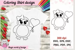 Valentine's day Coloring Shirt Svg, Penguin svg Product Image 1