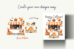 Cute Ghost Cafe Watercolor Clipart Product Image 7