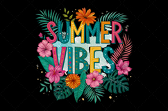 Vibrant Retro Summer Vibes PNG with Flowers Product Image 2