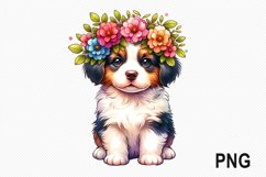 Dog Flowers Sublimation - Dog Flowers Clipart PNG Design Product Image 1