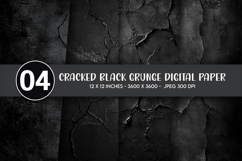 Cracked Black Grunge Digital Paper Product Image 1