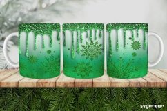 Green Glitter Mug Wrap | Christmas Sublimation | PNG Product Image 1