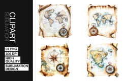 Vintage Map Art Clipart PNG Product Image 1