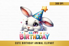 cute Birthday Animal Clipart, Peeking Birthday Animal png Product Image 1