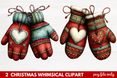 2 Whimsical Christmas Clipart featuring cute holiday charact Product Image 1