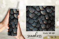 black TEXTURE OF FEATHERS seamless tumbler wrap sublimation Product Image 2