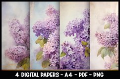 4 Digital Papers Vintage Lilac Flowers I Planner Pages A4 Product Image 1