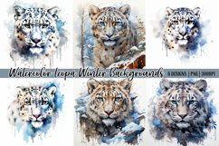 Watercolor Leopa Winter Backgrounds|Digital Paper Product Image 1