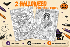 Halloween coloring pages Dead bride doll Cute witch girl Product Image 1