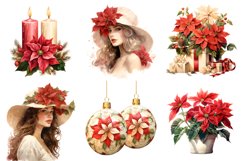Christmas Poinsettia Clipart, Set of 20 Png Bundle Product Image 3