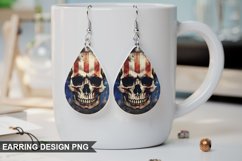 American Flag Patriotic Skull Earring Design Product Image 1