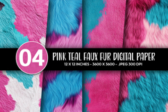 Pink Teal Faux Fur Digital Paper Product Image 1