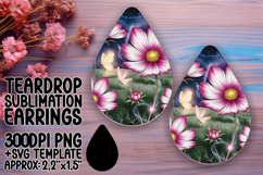Chic Teardrop Design PNG for Earrings Projects , Flowers Product Image 1