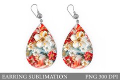 Flowers Earring Sublimation. 3D Flowers Earring Design Product Image 1
