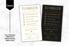Editable Tumbler Care Card Canva Template - Black & Gold Product Image 1
