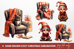 Hand Drawn Cozy Christmas Sublimation Christmas Clipart Product Image 1