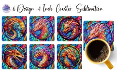 Stained Glass Square Coaster Sublimation Designs PNG Product Image 10