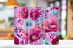 Floral 20 oz Skinny Tumbler Wrap, Sublimation PNG Watercolor Product Image 3