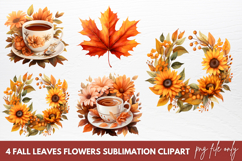 Fall Leaves Flowers Sublimation Clipart Product Image 1
