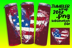 Watercolor USA Flag Tumbler Wrap for 20oz Product Image 1