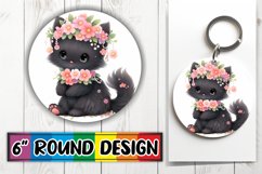Round Watercolor Kitty Sublimation Product Image 1