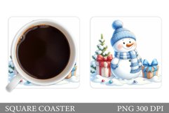 Cute Snowman Coaster Sublimation. Christmas Coaster Design Product Image 1