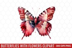 Butterflies With Flowers Clipart Product Image 1