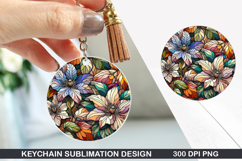 Flower Keychain Sublimation - Autumn Keychain PNG Design Product Image 1