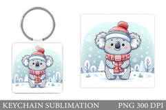 Christmas Koala Keychain. Christmas Keychain Sublimation Product Image 1