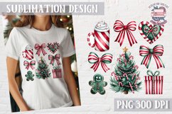 Christmas Coquette Bow PNG Holidays Funny Watercolor Product Image 1