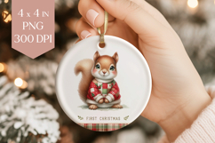 Cute Baby Squirrel Christmas Ornament Sublimation PNG Product Image 1