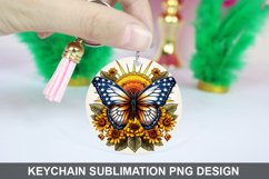 Butterfly And Sunflowers - Keychain Sublimation Design Product Image 1