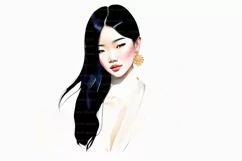 Beautiful Asian woman art sketches 10 PNG Digital download Product Image 9