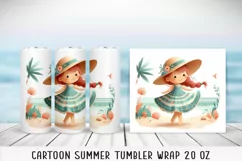 Summer cartoon Tumbler Wrap|PNG, 20 oz. Product Image 2
