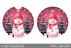 Christmas Snowman Car Coaster. Winter Car Coaster Design Product Image 1