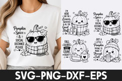 Cute Pumpkin Spice Fall Social Distance Design SVG PNG Product Image 1
