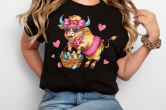 Cute Easter Highland Cow Clipart, Happy Easter Sublimation Product Image 3