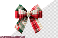 Christmas Patchwork Bow Clipart PNG Product Image 1