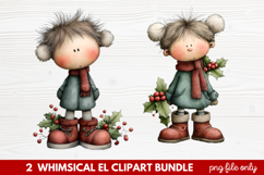 Whimsical Elf Clipart | Cute Christmas Elf PNG Illustration Product Image 1
