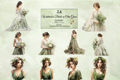 Watercolor Brides Clipart, Watercolor Olive Green Clipart Product Image 5