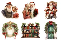 Watercolor Santa House Clipart Bundle, Set Of 16 Png Bundle Product Image 3