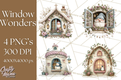 Cozy Christmas Village Window Clipart PNG for Crafts Product Image 1