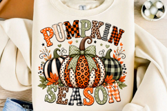 Pumpkin Season Leopard Bow PNG Product Image 1